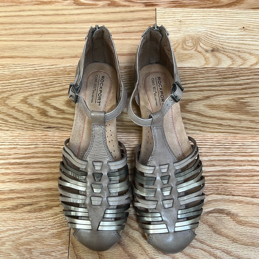 Rockport cobb hill inglewood hurache khaki leather sandals ,SZ 7.5M.